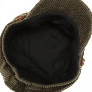 Newsboy Caps Women's Classic Visor Baker boy Cap Newsboy Cabbie Winter Cozy Hat with Comfort Elastic Back - Corduroy Olive - ...