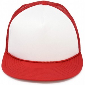 Baseball Caps Flat Billed Trucker Hat Mesh Back S M L Adjustable Cap Solid Two Toned Snapback - Red-white - CV11JF2NL4X $17.85