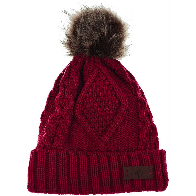 Skullies & Beanies Women's Winter Fleece Lined Cable Knitted Pom Pom Beanie Hat - C6186NK4RW0 $18.19