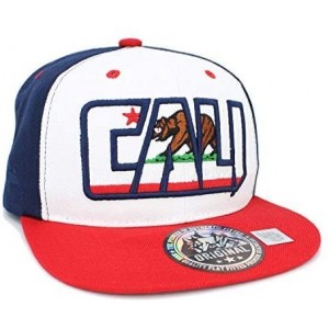 Baseball Caps Embroidered CALI Bear in CALI with California MAP Snapback Cap - Navy/White/Red - C118NI7N5T7 $27.02