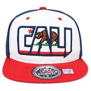 Baseball Caps Embroidered CALI Bear in CALI with California MAP Snapback Cap - Navy/White/Red - C118NI7N5T7 $25.43
