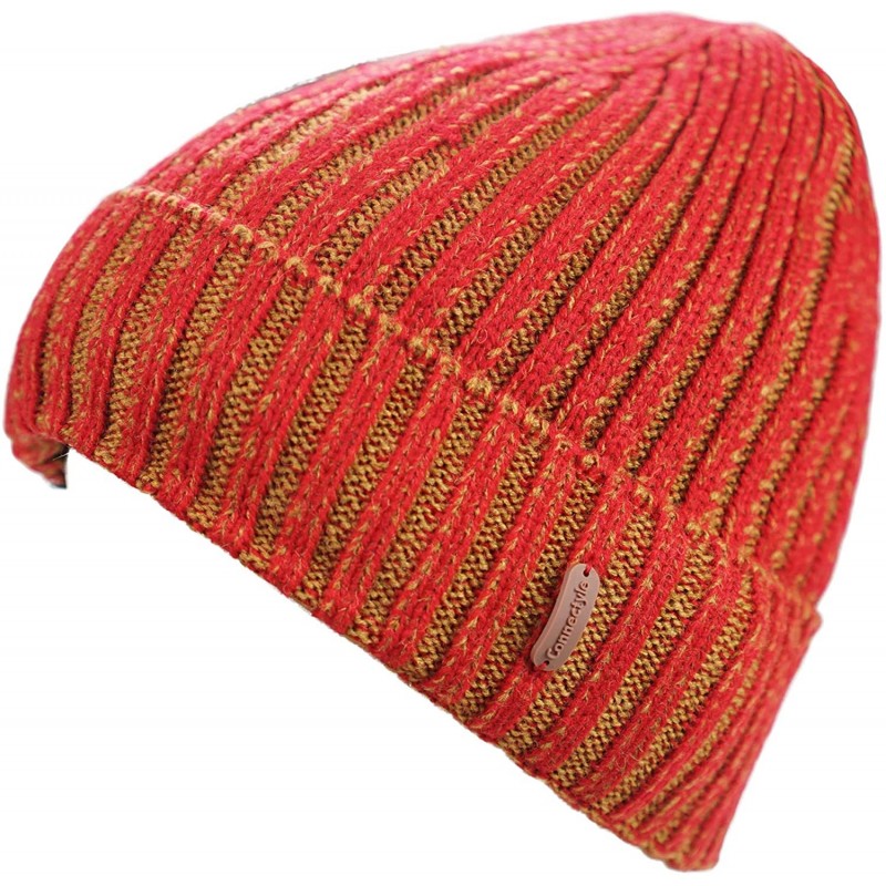 Skullies & Beanies Classic Men's Warm Winter Hats Thick Knit Cuff Beanie Cap with Lining - Red - CG18YYO4RC8 $20.54
