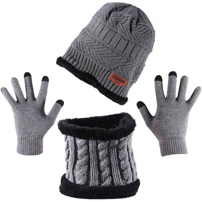 Skullies & Beanies Unisex Beanie Hat + Infinity Scarf + Touch Screen Gloves- Winter Warm Up Set for Woman Man One Size Fits A...