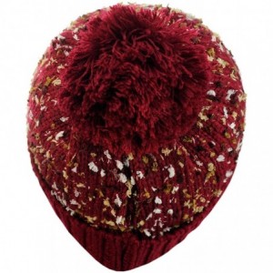 Skullies & Beanies Exclusive Winter Top Pom Pom Knit Confetti Cuff Beanie Hat - Burgundy - CL1274IMUPF $19.47