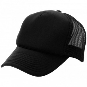 Baseball Caps Blank Mesh Adjustable Snapback Cotton 6-Panel Trucker Hat Cap - Black - CJ11YVZEYAN $16.88