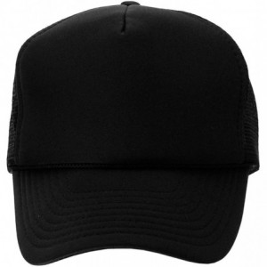 Baseball Caps Blank Mesh Adjustable Snapback Cotton 6-Panel Trucker Hat Cap - Black - CJ11YVZEYAN $17.33
