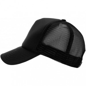 Baseball Caps Blank Mesh Adjustable Snapback Cotton 6-Panel Trucker Hat Cap - Black - CJ11YVZEYAN $19.80