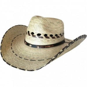 Cowboy Hats Mexican Palm Western Sombrero Cowboy Hat Safari Sun Lifeguard Gardener SPF Big Brim - Natural / Black Border - C5...