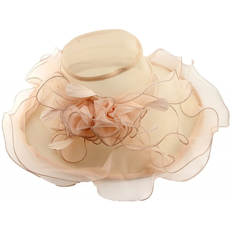 Sun Hats Church Derby Hats Kentucky for Fascinator Bridal Tea Party Wedding Hat - Pink Orange - C618EXTLU8R $19.14