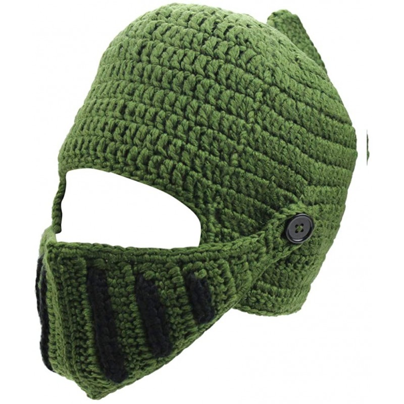 Skullies & Beanies Mens Winter Crochet Knight Skull Slouchy Ski Beanie Removable Face Mask Cap Hat - Army Green - CN18KZAWEIO...
