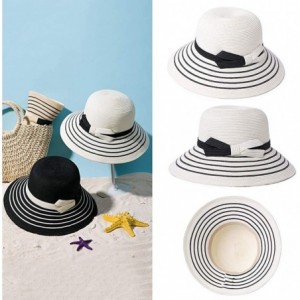 Sun Hats Womens UPF 50 Straw Sun Hat Floppy Wide Brim Fashion Beach Accessories Packable & Adjustable - 99054white - CN18NYL4...