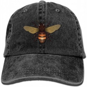 Skullies & Beanies Vivid honeybee Washed Denim Retro Snapback Baseball Hat Cowboy Style Cap Unisex Trucker Hats. - Black - C8...