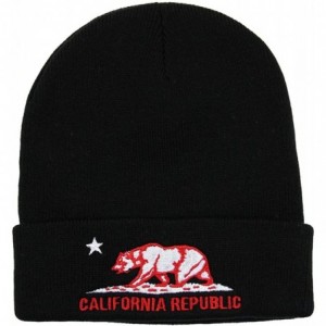 Skullies & Beanies California Republic Cuff Knit Beanie - Black/Red - CL12835OZDD $21.71
