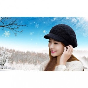 Newsboy Caps Winter Hats Gloves for Women Knit Warm Snow Ski Outdoor Caps Touch Screen Mittens - Hat (Black) - CL12KTF5YEJ $2...