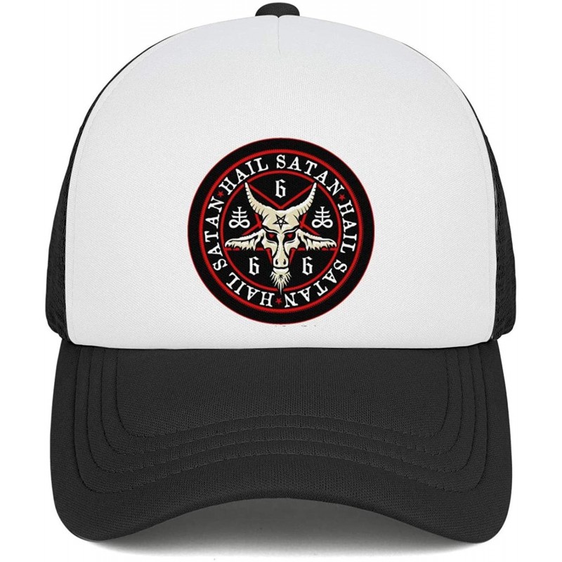 Baseball Caps Unisex Hail Satan Goat 666 red Logo Flat Baseball Cap Fitted Style Hats - Hail Satan Goat-8 - C818T5MT24Z $23.33