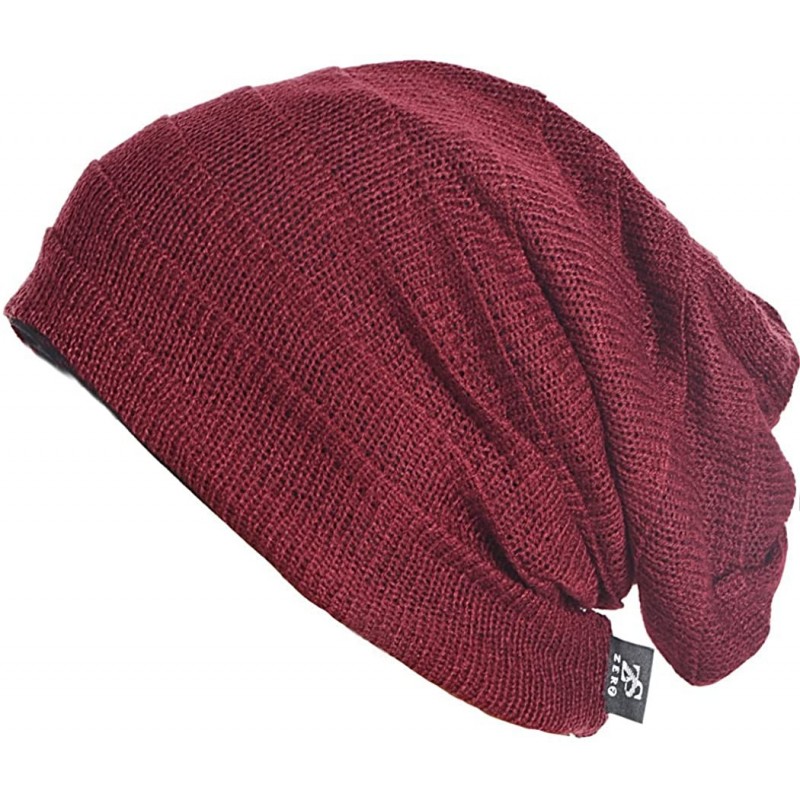 Skullies & Beanies FORBUSITE Knit Slouchy Beanie Hat Skull Cap for Mens Winter Summer - Claret - CI11QOT37UX $28.24