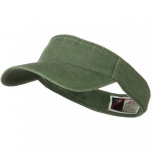 Visors Washed Pigment Dyed Cotton Twill Flex Sun Visor - Olive Green W38S31F - CO110PN2DCH $32.01