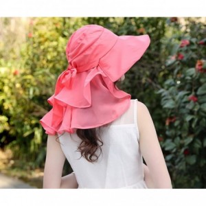 Sun Hats Sun Hats Foldable Beach Cap for Women UPF50+ Wide Brim UV Protection Beach Hat Neck Face Flap Cap - Orange - C3182HS...
