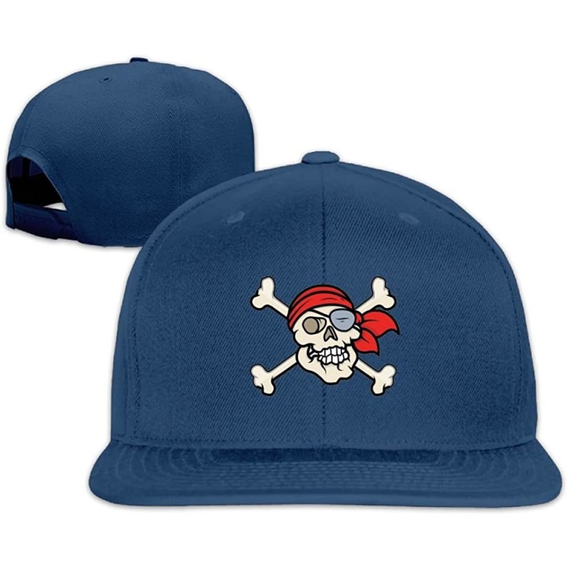 Sun Hats Funny Pirate Skull Crossbones Snapback Hip Hop Flat Bill Baseball Caps for Men Women - Navy - C11874LWGGO $20.86