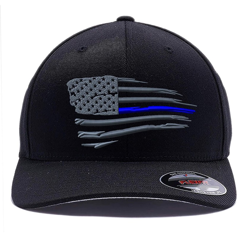 Baseball Caps American Waving Flag Flexfit Combed - Black - CA189YOKO28 $52.91