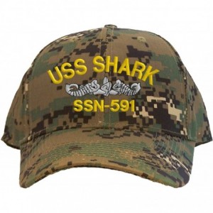 Baseball Caps USS Shark SSN-591 Embroidered Pro Sport Baseball Cap - Camoflauge - CJ180ONSHT4 $39.06