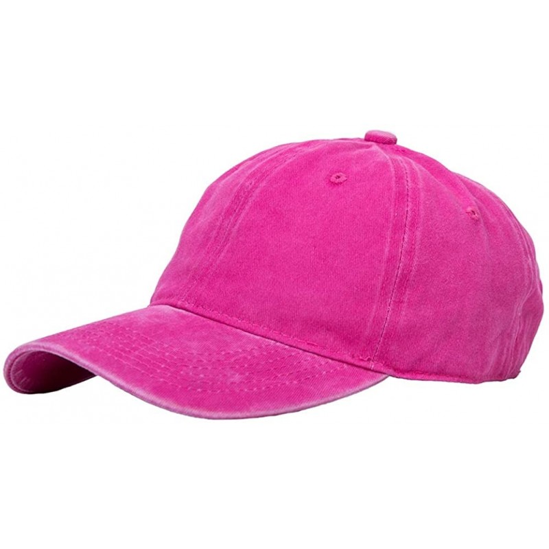 Baseball Caps Men's Baseball Cap Dad Hat Washed Distressed Easily Adjustable Unisex Plain Ponytai Trucker Hats - Rose Red - C...