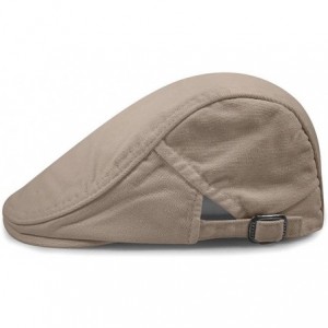 Newsboy Caps Men's 100% Cotton Solid Ivy Summer Newsboy Hats with Buckle - Khaki - CG18ESQTESY $21.25