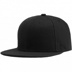 Baseball Caps Plain Solid Flatbill Snapback Hats Baseball Cap - Red - CE186YK3Y0L $18.69