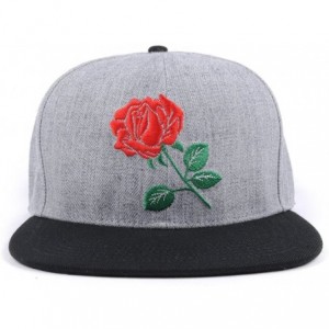 Baseball Caps Rose Flat Bill Snapback Hats Embroidered Women Men Adjustable Baseball Caps - Grey - CC12EQKWKCH $27.56