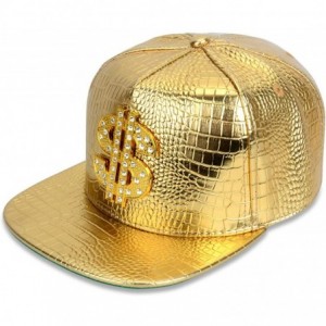 Baseball Caps NYU14 The New Crocodile Baseball caps Alloy Dollar Flat-Brimmed hat Hip-hop hat - Gold - CW12FQS35M7 $30.51