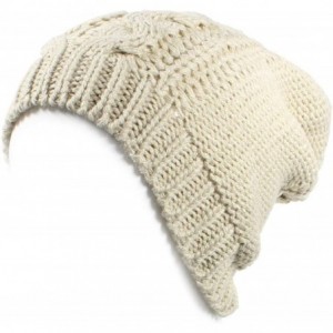 Skullies & Beanies an Unisex Fall Winter Beanie Hat Cable Knit Patterns Urban Wear Men Women - Light Beige - CY126SMV2AV $22.46