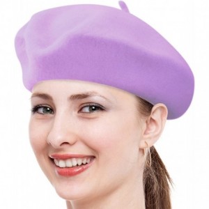 Berets Ladies Solid Colored French Wool Beret Women's Classic Beret Hat For Casual Use - 1 Piece (Lavender) - C811HXOSUVT $22.10