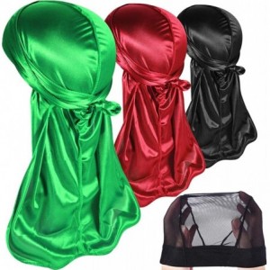 Skullies & Beanies 3PCS Silky Durags Pack for Men Waves- Satin Doo Rag- Award 1 Wave Cap - A-1style P - CD18TO4EZRE $40.03