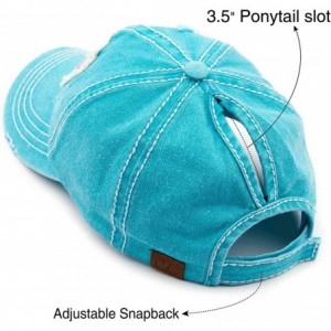 Baseball Caps Exclusives Hatsandscarf Washed Distressed Cotton Denim Ponytail Hat Adjustable Baseball Cap (BT-761) - C318RHYN...