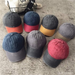 Baseball Caps Men Women Baseball Cap Vintage Cotton Washed Distressed Hats Twill Plain Adjustable Dad-Hat - N-grey+black - C5...