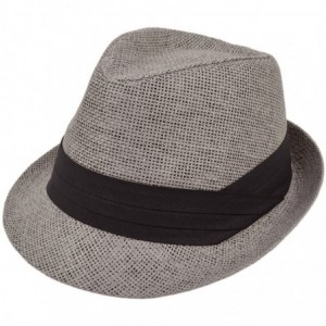 Fedoras Unisex Classic Fedora Straw Hat with Black Cotton Band - Diff Colors Avail - Grey - CW11LGBBXJ1 $21.31