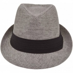 Fedoras Unisex Classic Fedora Straw Hat with Black Cotton Band - Diff Colors Avail - Grey - CW11LGBBXJ1 $20.25