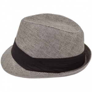Fedoras Unisex Classic Fedora Straw Hat with Black Cotton Band - Diff Colors Avail - Grey - CW11LGBBXJ1 $21.31
