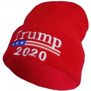Skullies & Beanies Keep America Great 2020 Donald Trump Unisex Cuffed Plain Skull Knit Hat Cap - Red 001 - CT18YKS33MD $22.79