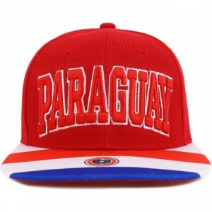 Baseball Caps Country Name 3D Embroidery Flag Print Flatbill Snapback Cap - Paraguay Red - CU18W36LWD9 $36.37