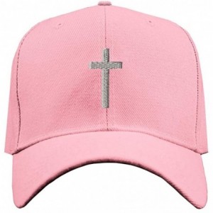 Baseball Caps Baseball Cap Cross Silver Embroidery Acrylic Dad Hats for Men & Women Strap - Soft Pink Design Only - CR11MQPM6...
