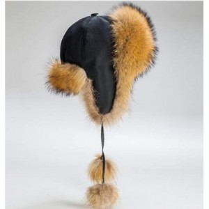 Bomber Hats Mens Winter Hat Real Fox Fur Genuine Leather Russian Ushanka Hats - Silver - CN18Z57W73O $60.89