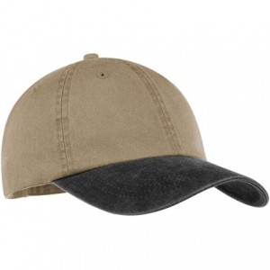 Baseball Caps Port & Company Men's Two Tone Pigment Dyed Cap - Khaki/Black - CC11QDRWTI7 $19.57