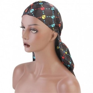 Skullies & Beanies Print Silky Durags Turban Silk Du Rag Waves Caps Headwear Do Doo Rag for Women Men - Tjm-05k-4 - CL197W3H3...