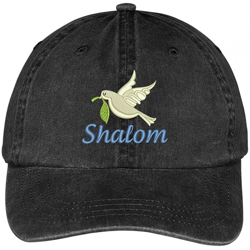 Baseball Caps Shalom Dove Embroidered Cotton Washed Baseball Cap - Black - CI12KMEQV4T $33.83
