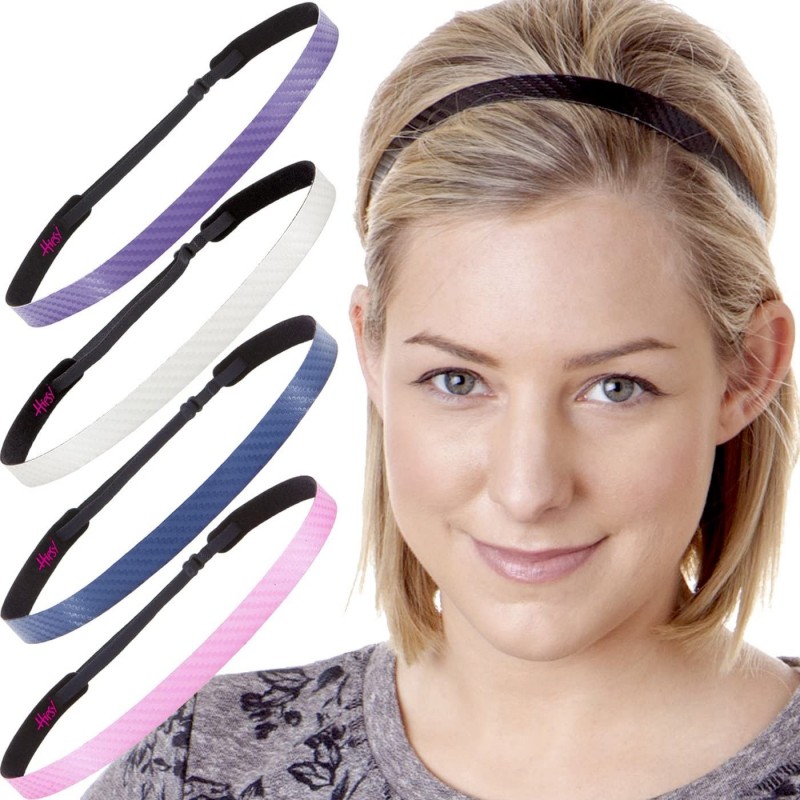 Headbands Women's Adjustable NO Slip Skinny Tech Sport Headband Multi Packs - Black/Pink/Navy/White/Purple 5pk - CT185AOEQUL ...
