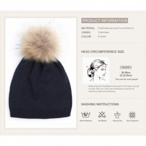 Skullies & Beanies Women Beanie Caps Knit Wool Winter Fur Pom Pom Hat Ski Hats Girls Classic Solid Color Hats - Navy Blue - C...