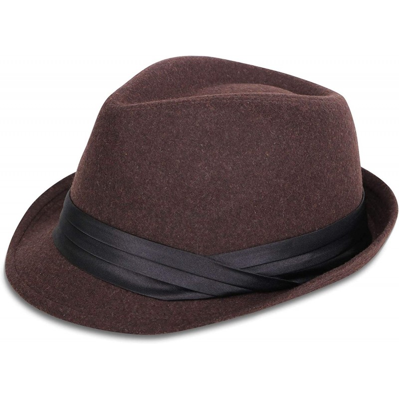Fedoras Classic Gangster Stain-Resistant Crushable Gentleman's Fedora - Coffee - CU18WSXCI2D $30.29