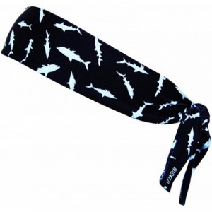 Headbands Night Swim Sharks Elastic Tie Headband Black - CN12C8PHN3D $29.84