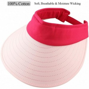 Sun Hats Sun Visor Hats Women Large Brim Summer UV Protection Beach Cap - Rose - CH18DRYMT58 $34.87